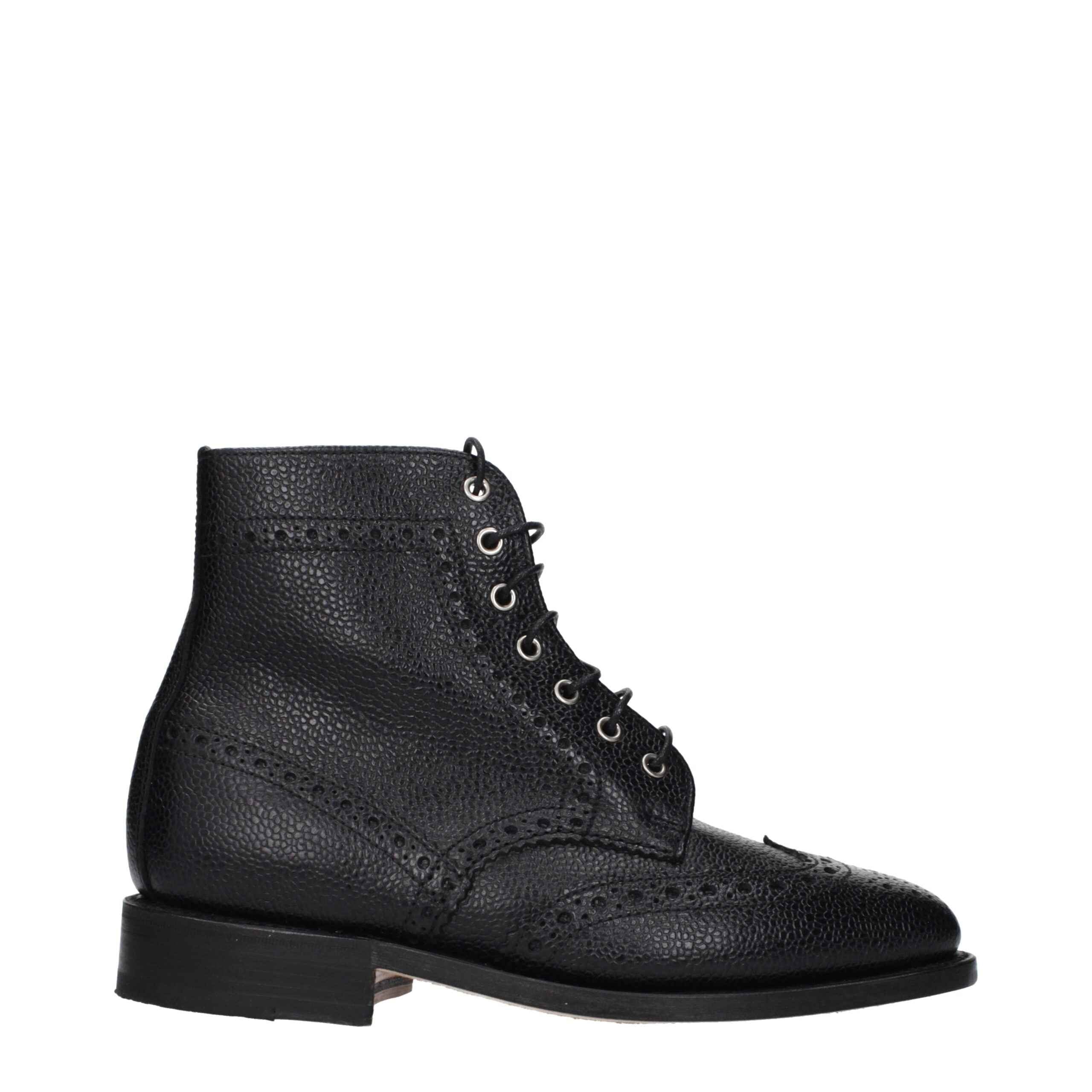 Thom Browne Black Leather Ankle Boots