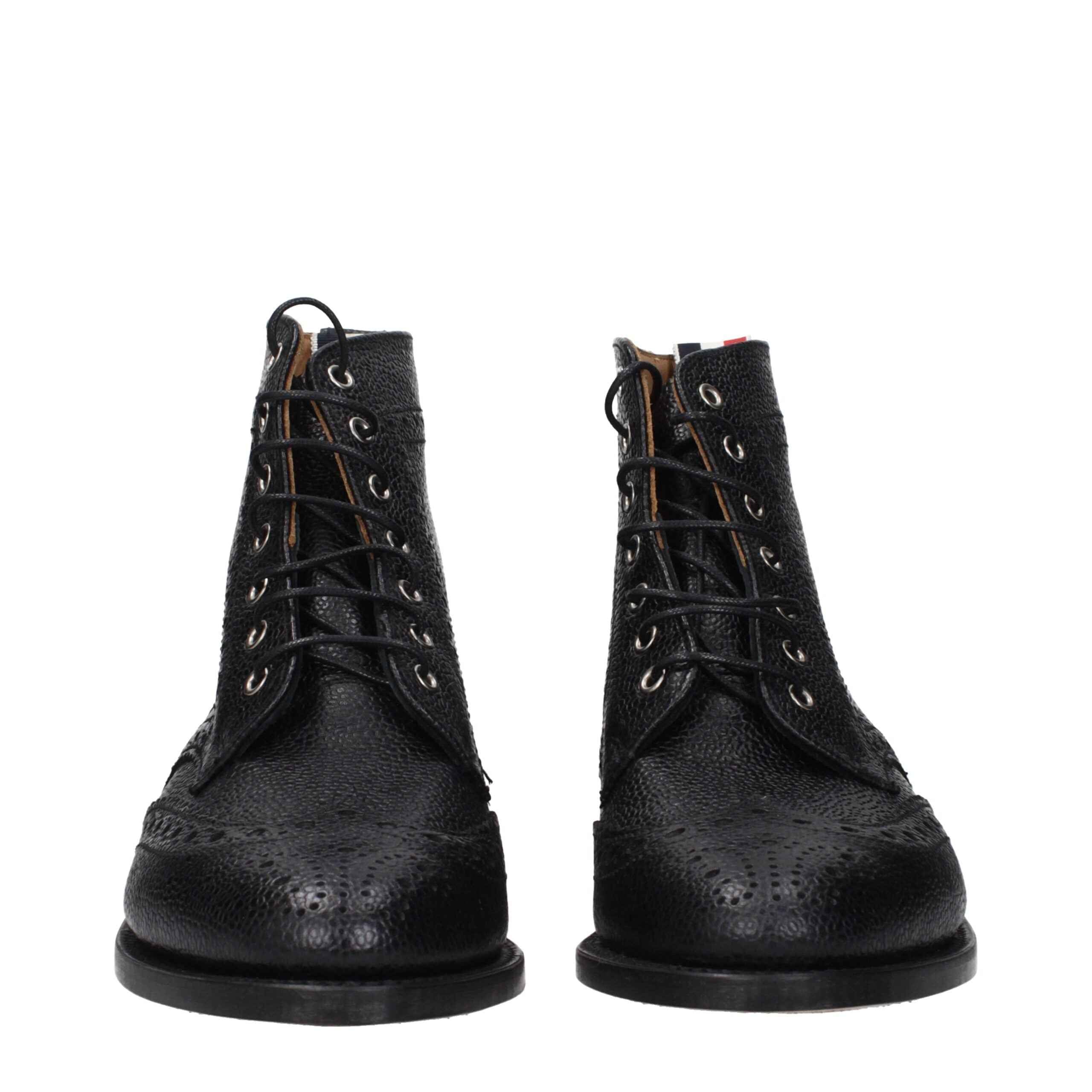 Thom Browne Black Leather Ankle Boots