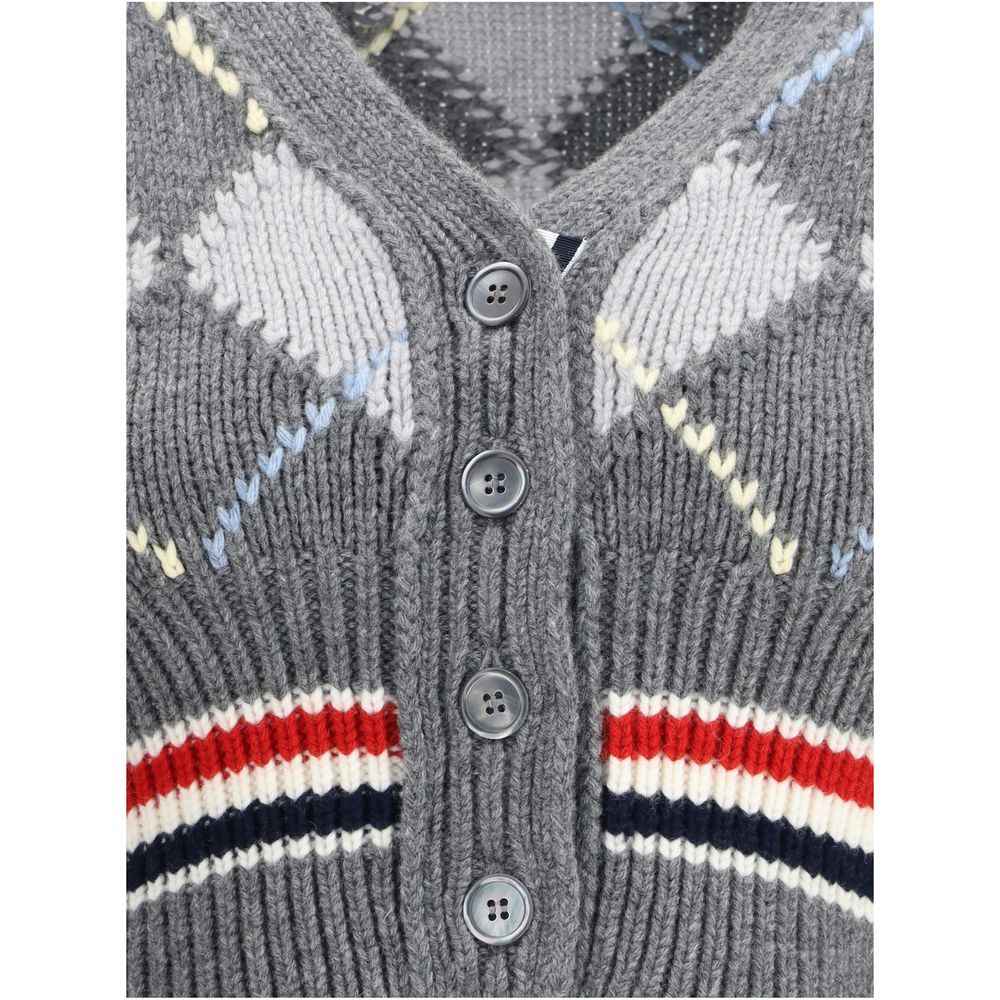 Thom Browne Gray Fleece Wool Cardigan