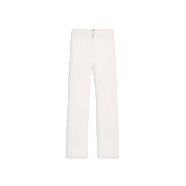 Celine White Cotton Straight-Leg Jeans