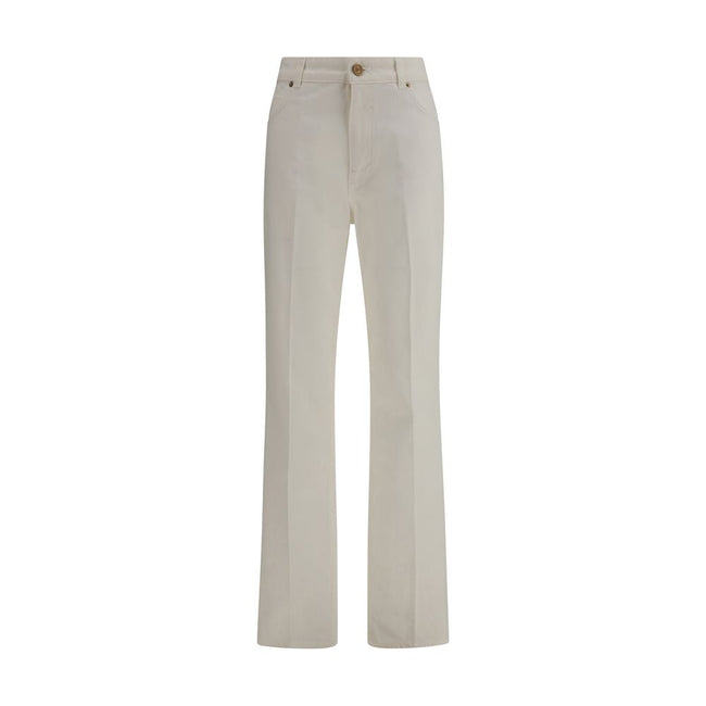 Balmain White Cotton Straight-Leg Jeans