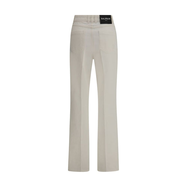 Balmain White Cotton Straight-Leg Jeans