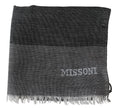 Missoni Gray Striped Wool Unisex Neck Wrap Fringes Scarf