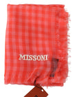 Missoni Orange Check Cashmere Unisex Wrap Fringes Scarf
