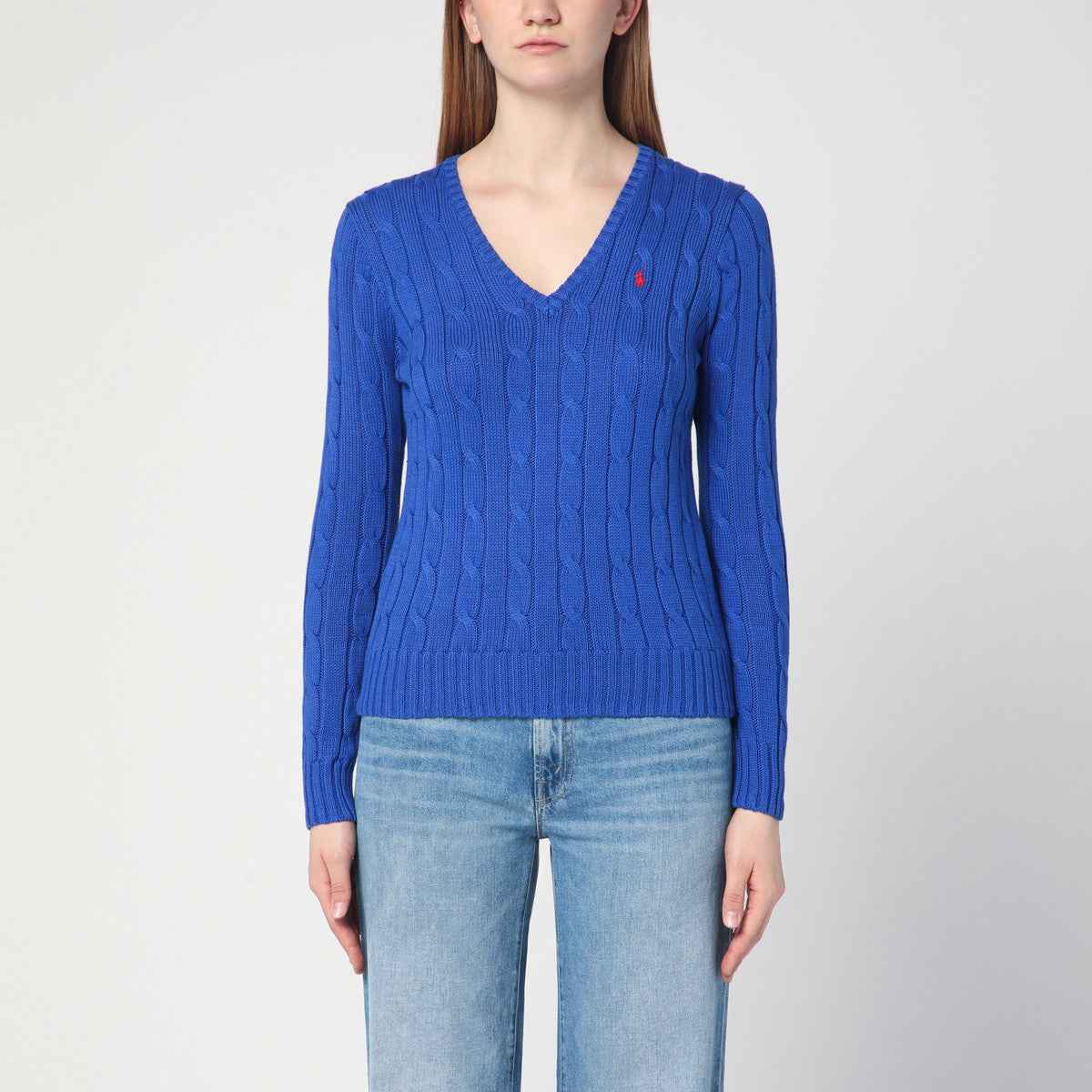 Polo Ralph Lauren Electric blue cotton cable-knit jumper