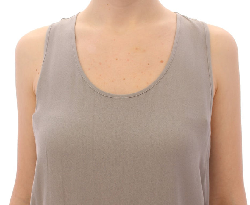 Comeforbreakfast Gray Viscose Tank Top Shirt Blouse