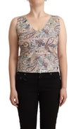 John Galliano Multicolor Cotton Sleeveless V-neck Tank Top