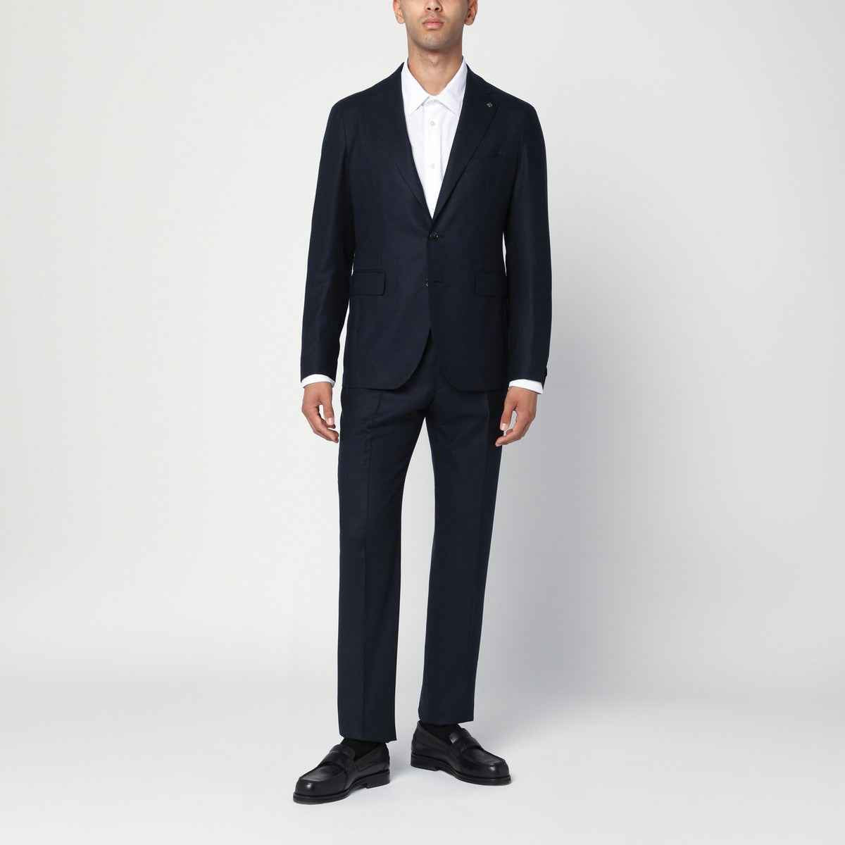 Tagliatore Single-breasted blue wool and cashmere suit