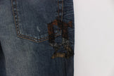 John Galliano Blue Wash Cotton Blend Slim Fit Jeans