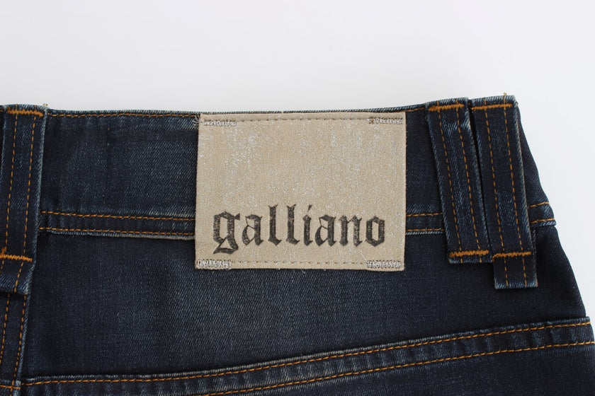 John Galliano Blue Wash Cotton Blend Boyfriend Fit Jeans
