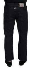 John Galliano Black Cotton Back Buckle Casual Denim Jeans