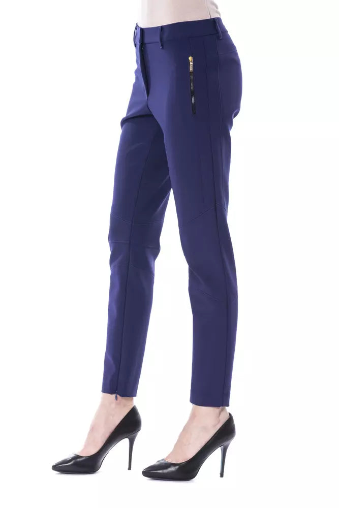 BYBLOS Blue Polyester Women's Slim-Fit Pant