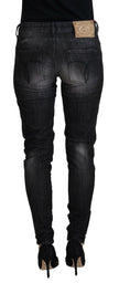 Fiorucci Black Cotton Low Waist Skinny Women Casual Jeans
