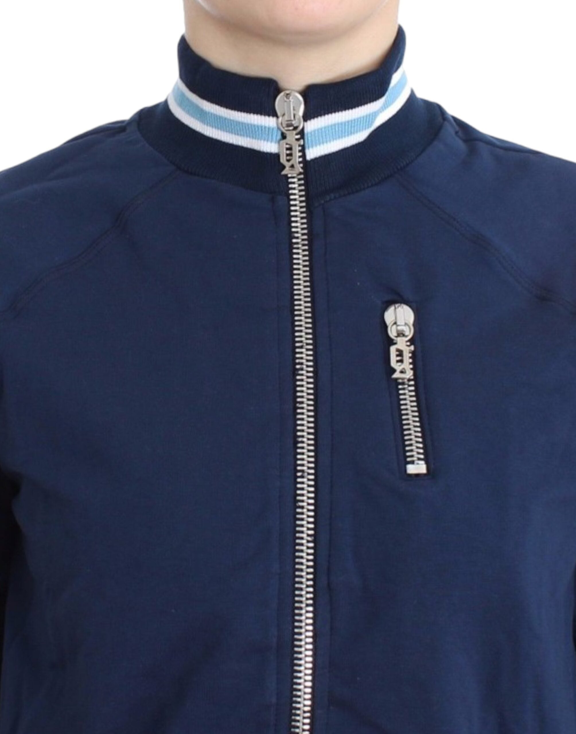John Galliano Blue zip cotton cardigan