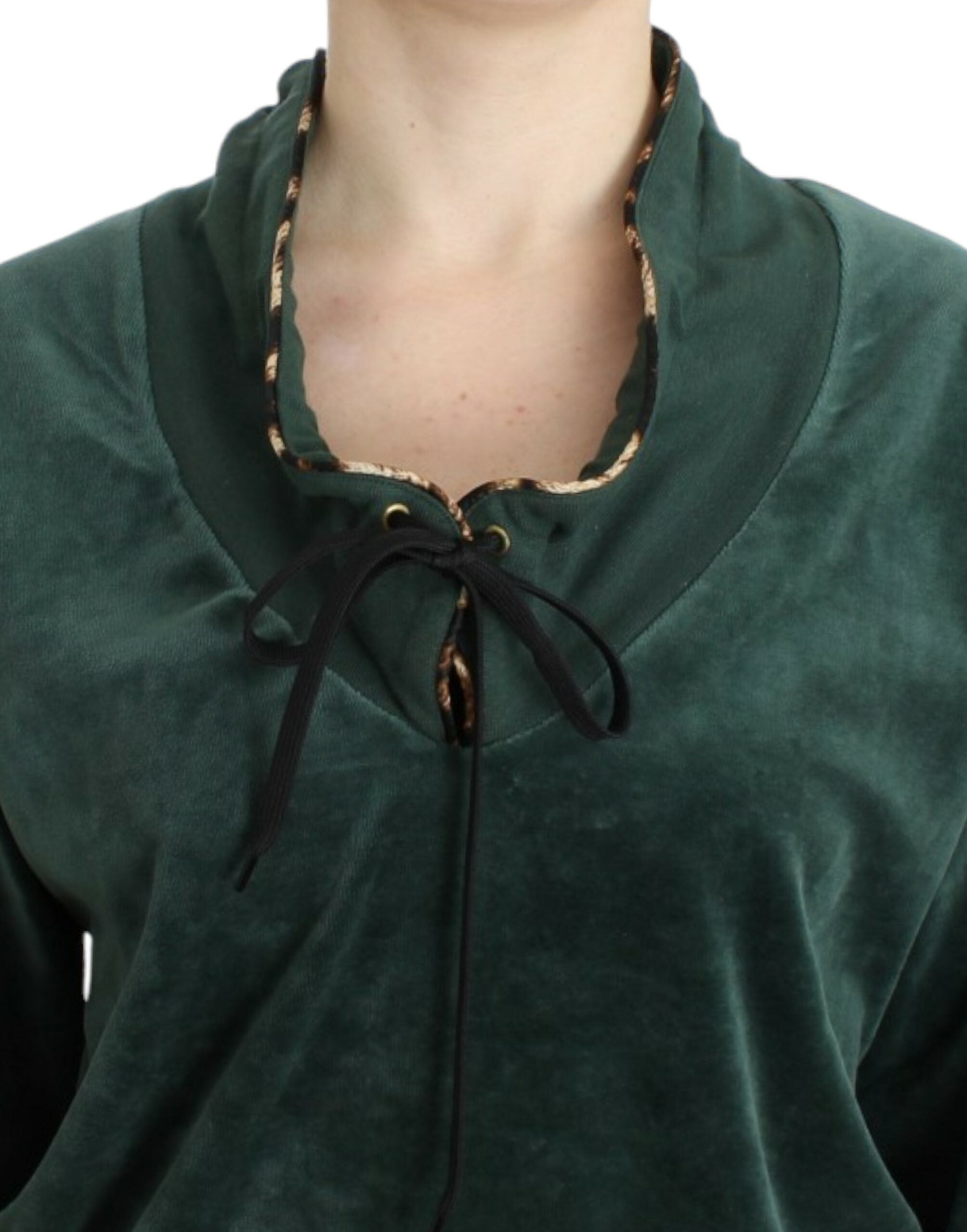 Cavalli Green velvet cotton sweater