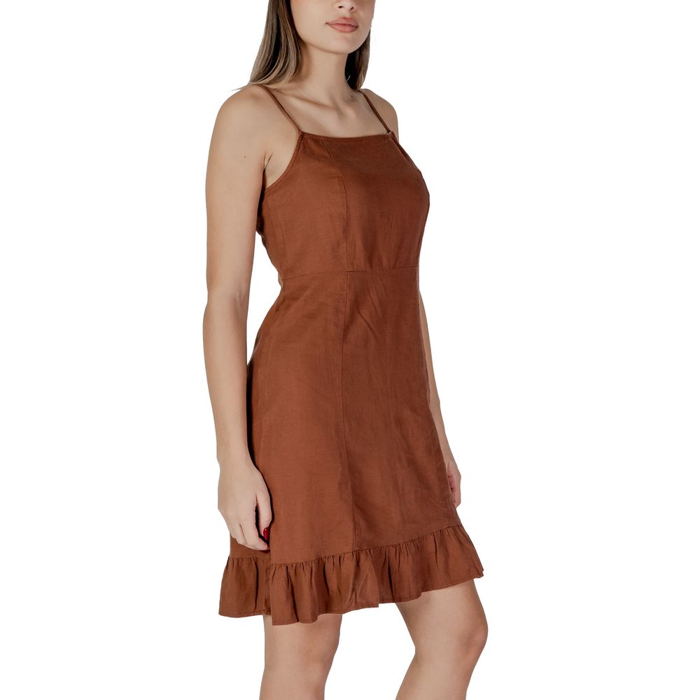 B.Young Brown Linen Midi Dress