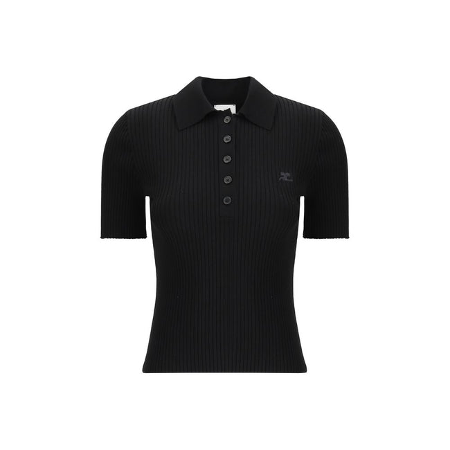 Courrèges Black Viscose Polo Shirt