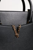 Versace Black Large Leather Top Handle Shoulder Crossbody Bag