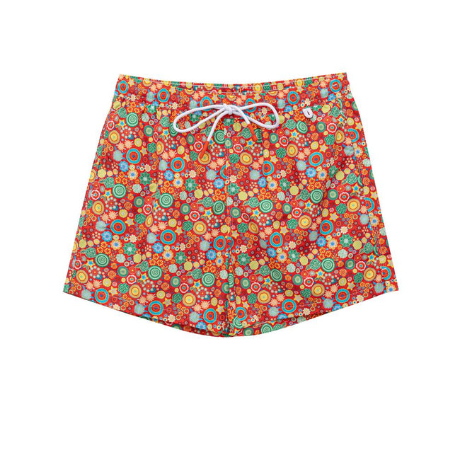 Isaia Red Polyester Swim Shorts