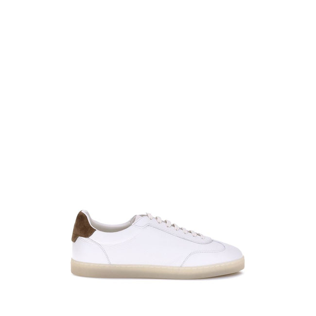 Brunello Cucinelli White Calf Leather Bos Taurus Low Top Sneakers