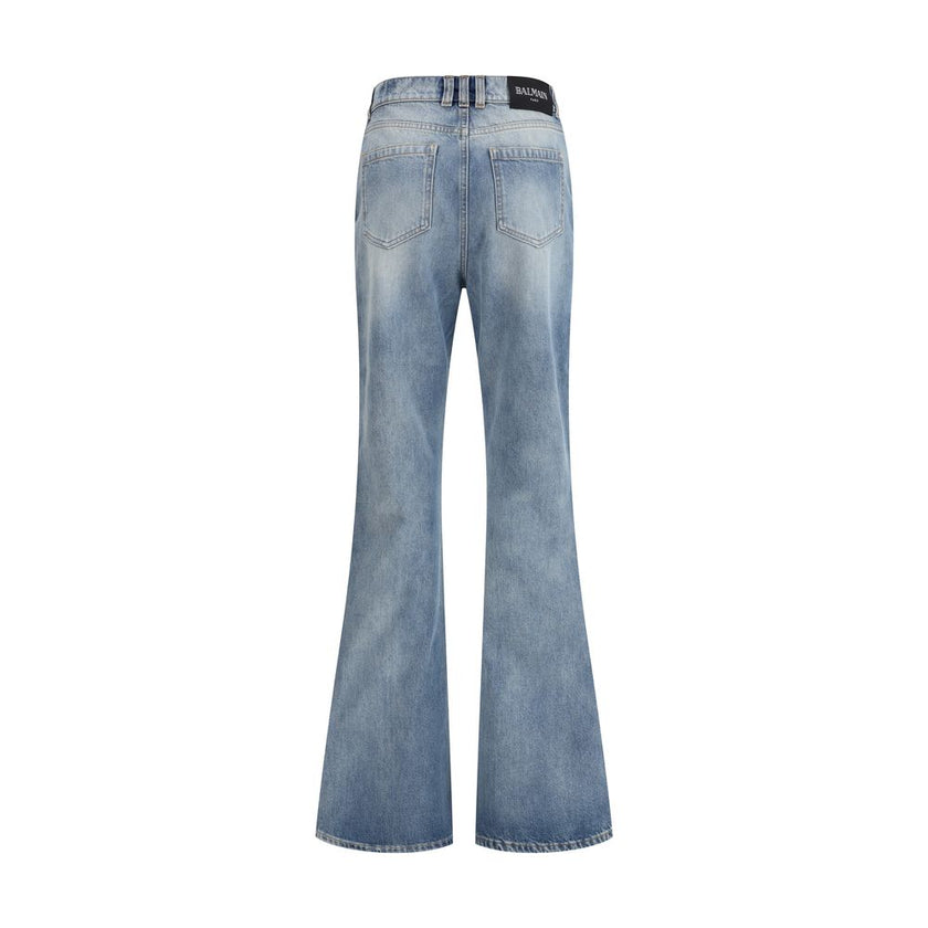 Balmain Blue Cotton Flared Jeans