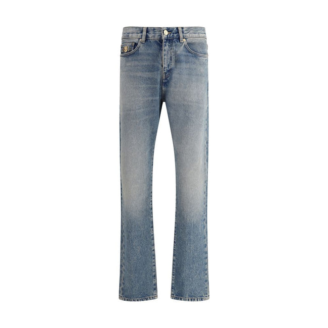 Versace Blue Cotton Straight-Leg Jeans