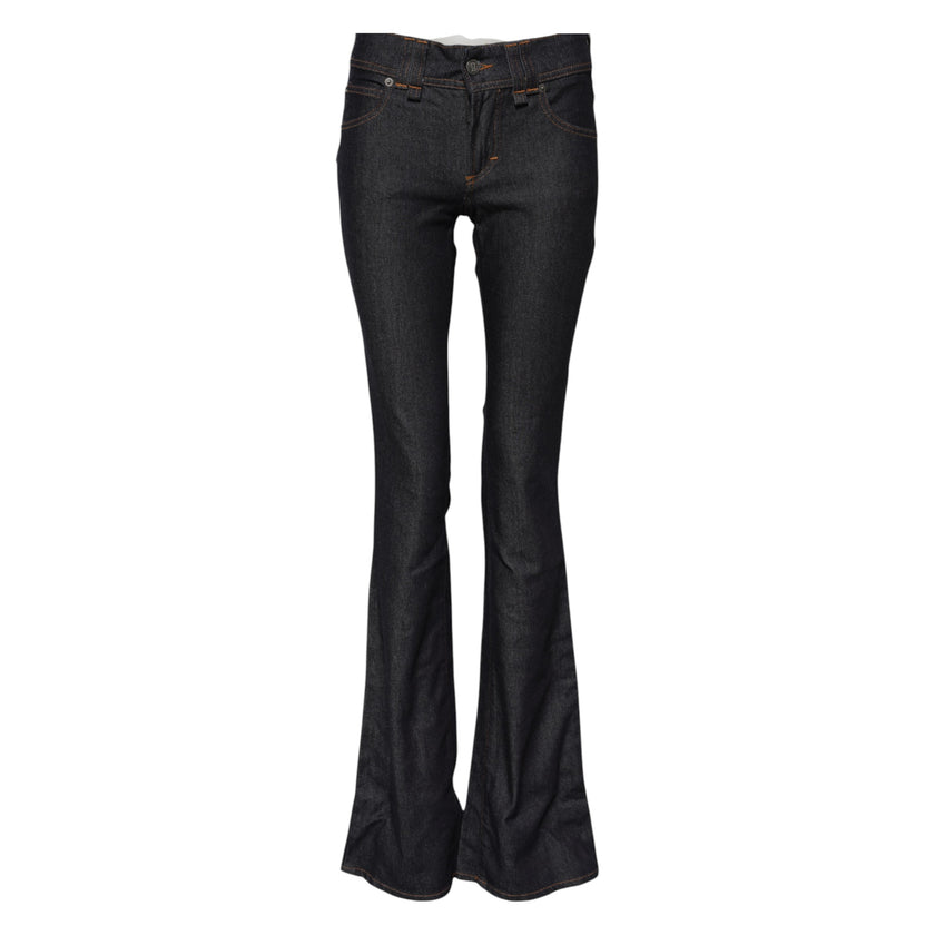 John Galliano Blue Mid Waist Cotton Wide Leg Denim Jeans