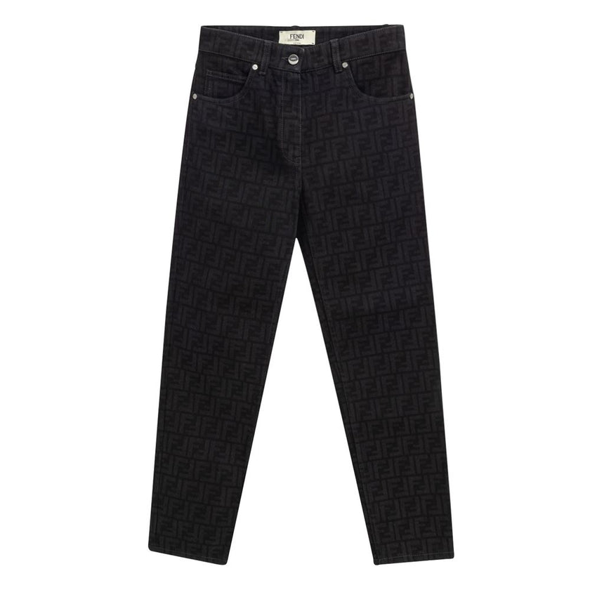 Fendi Black Cotton Slim Fit Jeans