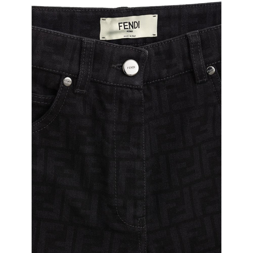 Fendi Black Cotton Slim Fit Jeans