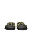 Versace Black Fabric Slippers