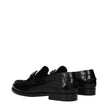 Versace Black Leather Slip-On Loafers