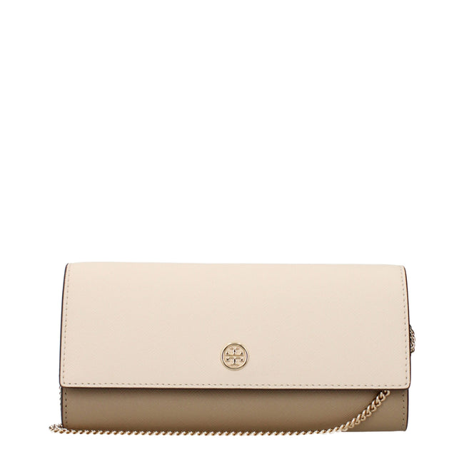 Tory Burch Beige Leather Clutch Bag