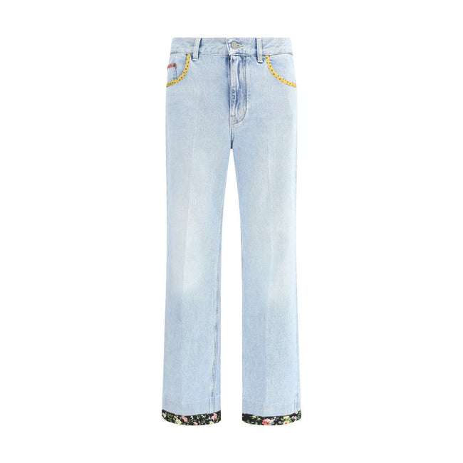 Valentino Light Blue Cotton Straight-Leg Jeans