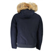 Woolrich Blue Cotton Men's Jacket with Removable Hood