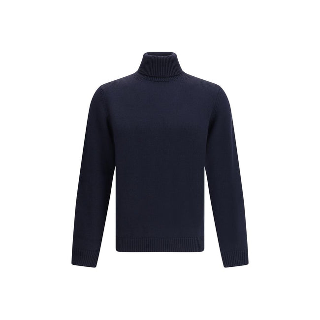 Roberto Collina Blue Merino Wool Turtleneck