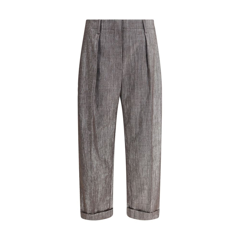 Brunello Cucinelli Brown Polyester Casual Pants