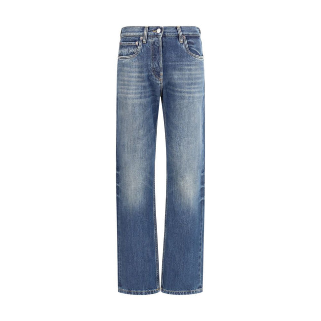 Prada Blue Cotton Straight-Leg Jeans