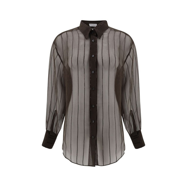 Brunello Cucinelli Brown Silk Blouse