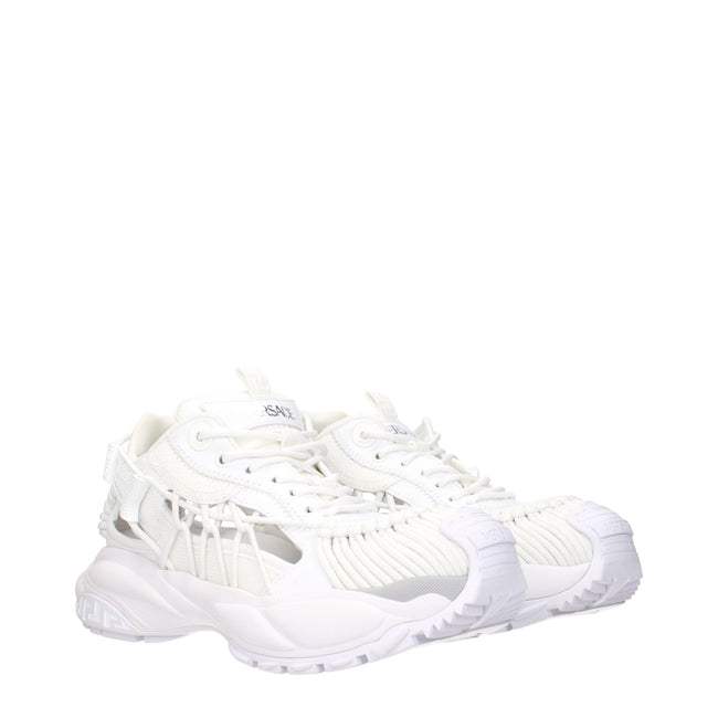 Versace White Leather Athletic Sneakers