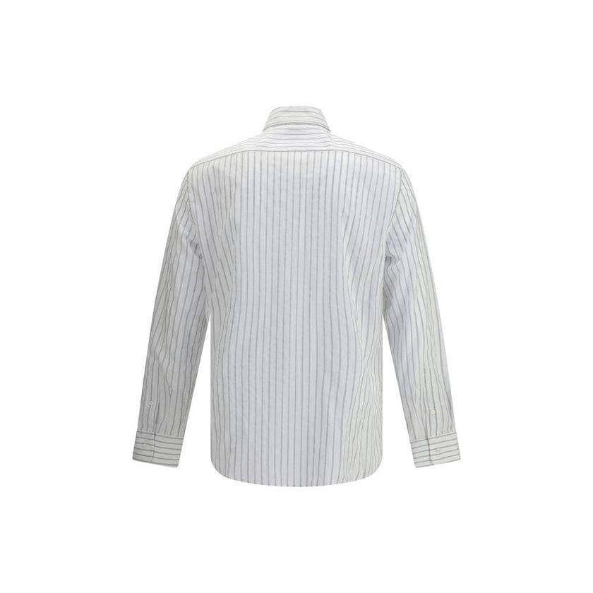 Brunello Cucinelli White Cotton Pattern Shirt