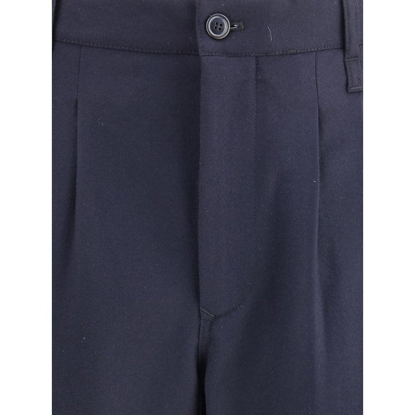 Giorgio Armani Blue Fleece Wool Casual Pants