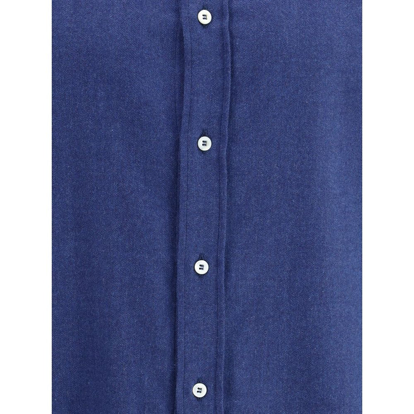 Brunello Cucinelli Blue Cotton Dress Shirt