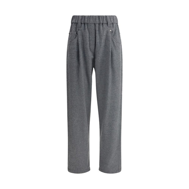 Brunello Cucinelli Gray Fleece Wool Casual Pants