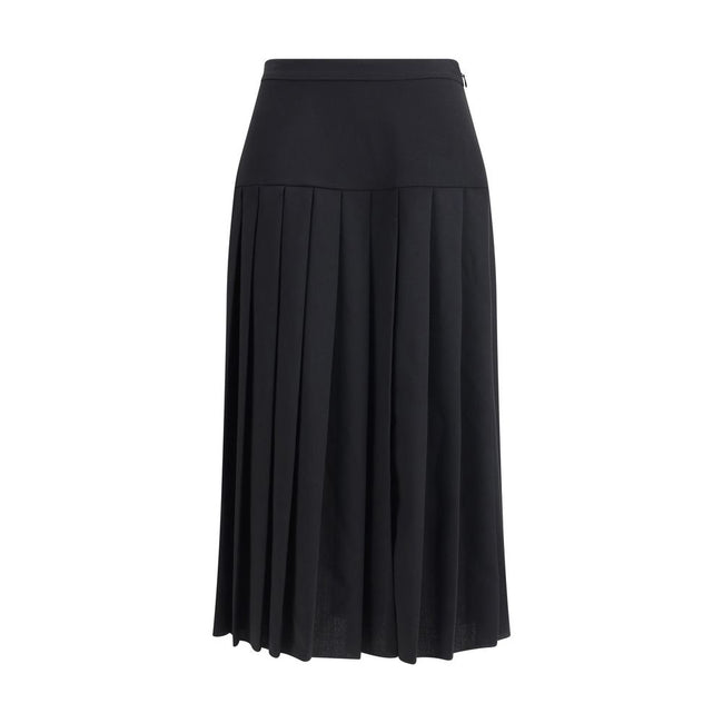 Alessandra Rich Black Fleece Wool Midi Skirt