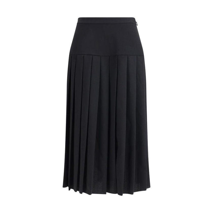 Alessandra Rich Black Fleece Wool Midi Skirt