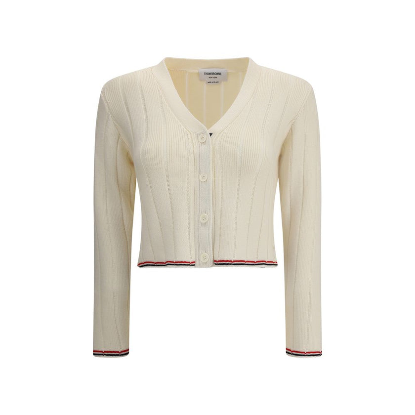 Thom Browne Cream Fleece Wool Cardigan
