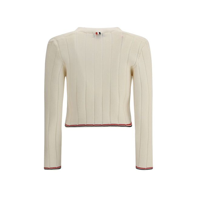 Thom Browne Cream Fleece Wool Cardigan
