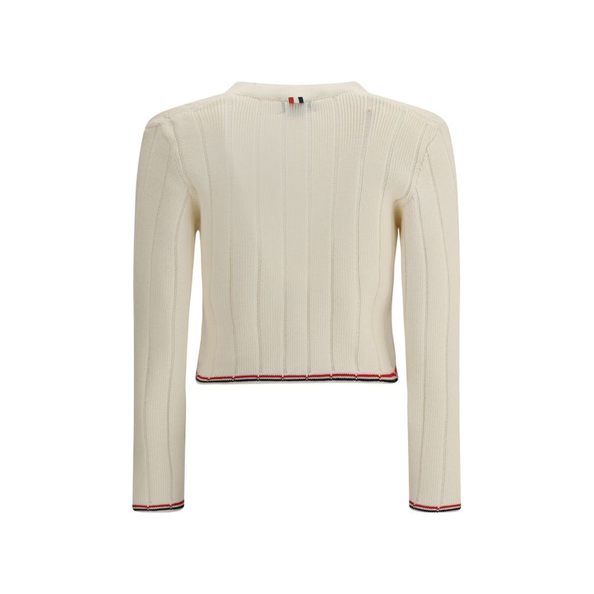 Thom Browne Cream Fleece Wool Cardigan