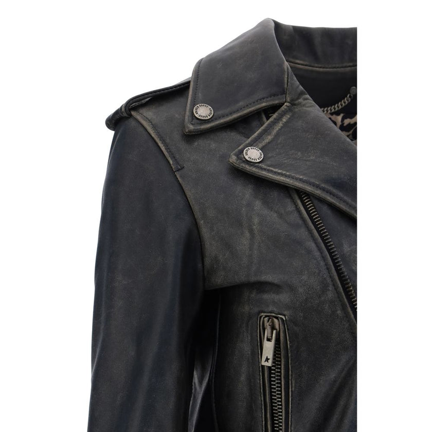 Golden Goose Black Calf Leather Bos Taurus Biker Jacket