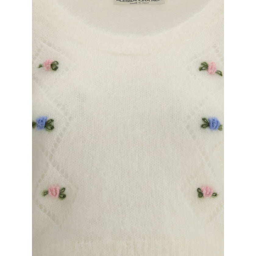 Alessandra Rich White Mohair Sweatshirt